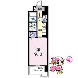 グランクリュ佐古EAST 1Kの間取図画像