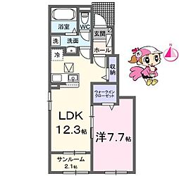 フェリーチェ 向日葵 I 1LDKの間取図画像