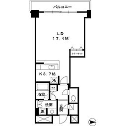 パシフィックロイヤルコートみなとみらいアーバンタワー 9階ワンルームの間取り