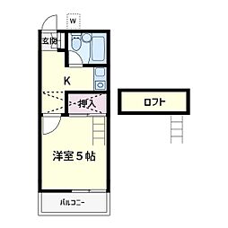 スターゲイツ弘明寺2号棟 1Kの間取図画像