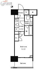 パークキューブ武蔵小杉 13階1Kの間取り