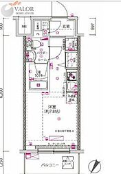 クラリッサ横浜シエル 3階ワンルームの間取り