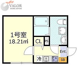 グランドヒル鶴見市場 3階1Kの間取り