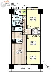 サンリバーオオモリ 6階3LDKの間取り