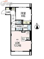 ベアレステ川崎 4階1LDKの間取り