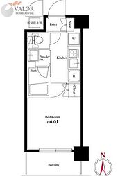ハーモニーレジデンス武蔵小杉 3階1Kの間取り
