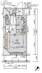 メインステージ川崎EAST 11階1Kの間取り