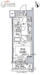 アイル横浜ノースツインズI 5階1Kの間取り