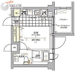 ＦＯＲＴＩＳ池上 5階ワンルームの間取り