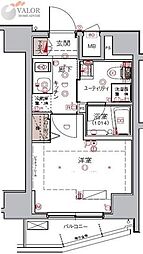 ハーモニーレジデンス大森WEST 2階1Kの間取り