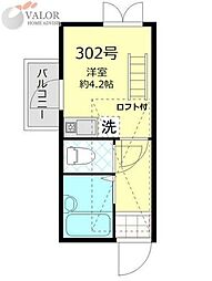 エスポワール羽田壱番館 3階ワンルームの間取り