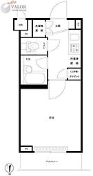 ルーブル大鳥居 2階1Kの間取り