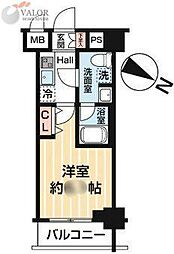 MAXIV BANDOBASHI TWIN EAST 3階1Kの間取り