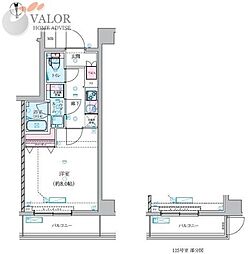 GENOVIA川崎鈴木町skygarden 2階1Kの間取り