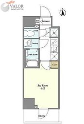 KDXレジデンス川崎 4階1Kの間取り