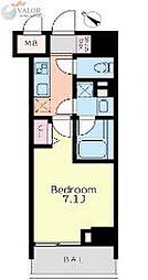 プライマル蒲田 12階1Kの間取り