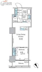 パークアクシス横濱関内スクエア 1LDKの間取図画像