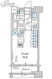 パークアクシス横浜山下町 1Kの間取図画像