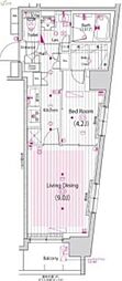 グランド・ガーラ横浜新子安 1Kの間取図画像
