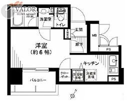 アヴァンツァーレ川崎EAST ワンルームの間取図画像