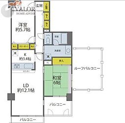 コスモ鶴見セジュール 2LDKの間取図画像