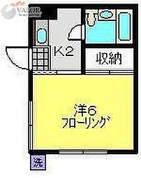 細川ハイツ 1Kの間取図画像