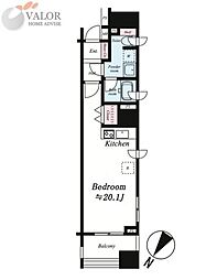 レグラス川崎 ワンルームの間取図画像