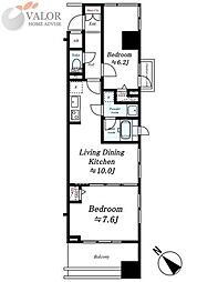 エルエー・プライル新横浜 2LDKの間取図画像