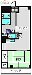 三島ビルサンパレスミシマ 1LDKの間取図画像