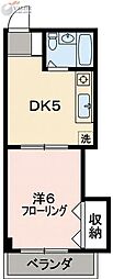 田辺マンション 1DKの間取図画像