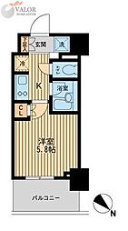 レジディア川崎 1Kの間取図画像