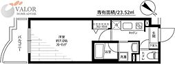 グリフィン新横浜・六番館 1Kの間取図画像