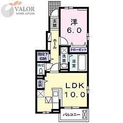 アズール北寺尾2 1LDKの間取図画像