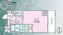 プルメリア 1Kの間取図画像