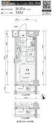 メインステージ横浜三ッ沢 1Kの間取図画像