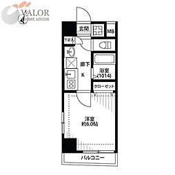 プレール・ドゥーク多摩川 1Kの間取図画像
