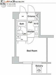 プライムアーバン川崎 1Kの間取図画像