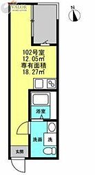 川崎市川崎区渡田1丁目アパート ワンルームの間取図画像