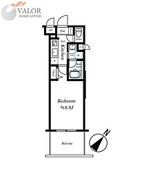 グリフィン新横浜・六番館 1Kの間取図画像