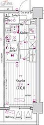 ガーラプライム横濱関内 1Kの間取図画像