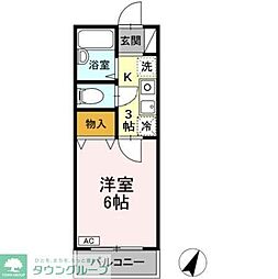 フォレストヴィラ北斗 1階1Kの間取り
