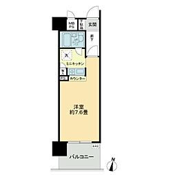 ライオンズプラザ淵野辺 4階ワンルームの間取り