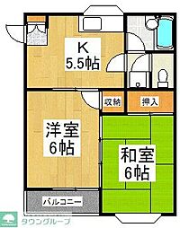ハイツサクマ 1階2DKの間取り
