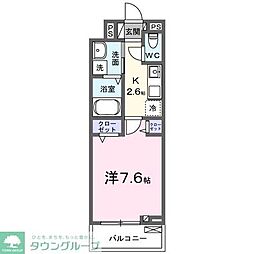ブレーメン・ニカ 2階1Kの間取り