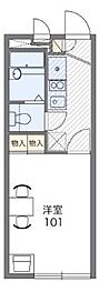 レオパレスエキノックスＡ 1階1Kの間取り