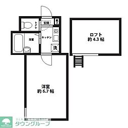 バレンシア 1階1Kの間取り