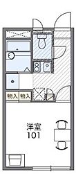 JR横浜線 矢部駅 徒歩18分の賃貸アパート 1階1Kの間取り