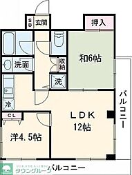 ベルメゾン町田 1階2LDKの間取り