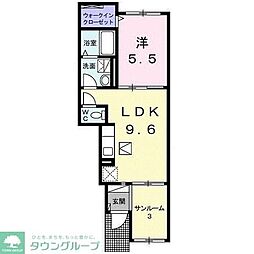 ガーデンフォレスト 1階1LDKの間取り