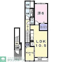 ガーデンフォレスト 2階1LDKの間取り